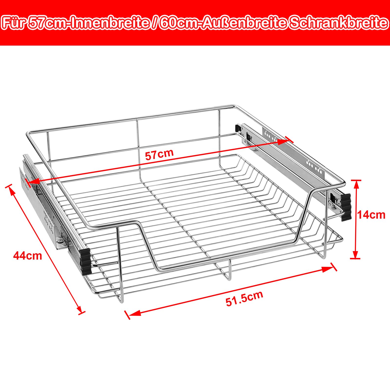 XMTECH 2 unidades de estantería de cocina telescópica, cajón de cocina, cajón de dormitorio, cajón extraíble adecuado para armarios de 60 cm (ancho real de 57 cm)