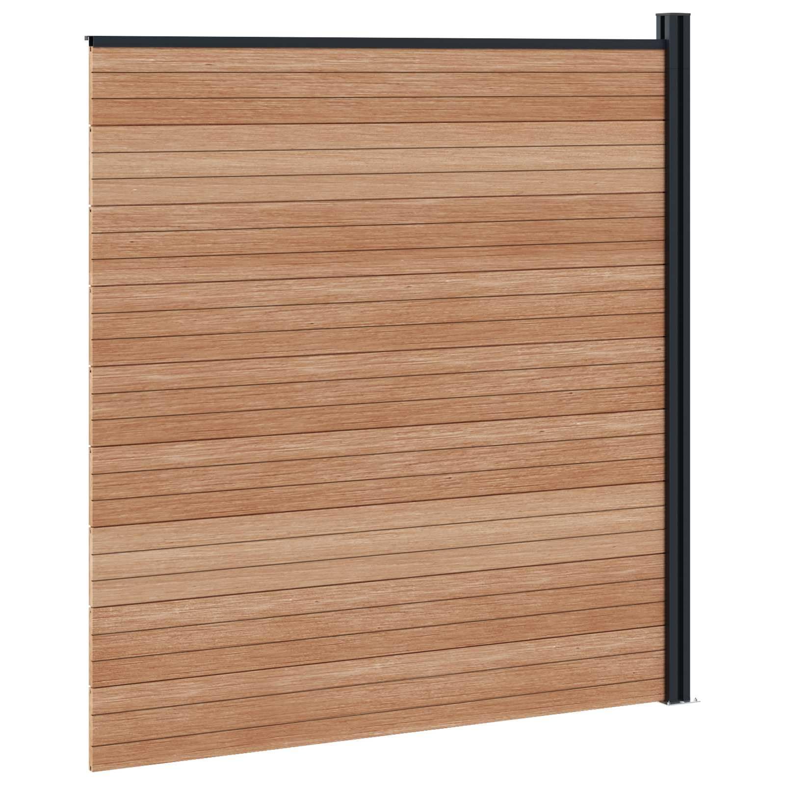 WPC Sichtschutzzaun Set mit Pfosten Braun 175x186 cm