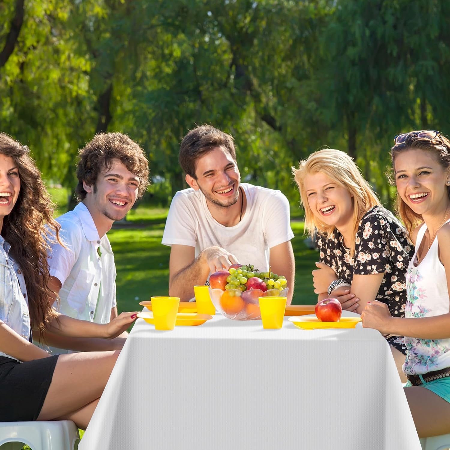 15 Pack White Paper Tablecloths for Rectangle Tables 55 x 110 Inch 3 Ply Table Cloths with Plastic Backing Disposable Paper & Plastic Table Cloth for Wedding Birthday Party - Image 4