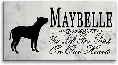 Broad Bay American Pit Bull Dog Memorial - Marcador de piedra de mármol personalizado para regalo, marcador de jardín personalizado, lápida de tumba