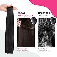 Vista 114 de Lashey Extensiones de Cabello Humano con Cinta Adhesiva Negro Natural 100% Remy Cabello Humano Liso Extensiones de Cabello con Cinta Largas de 24