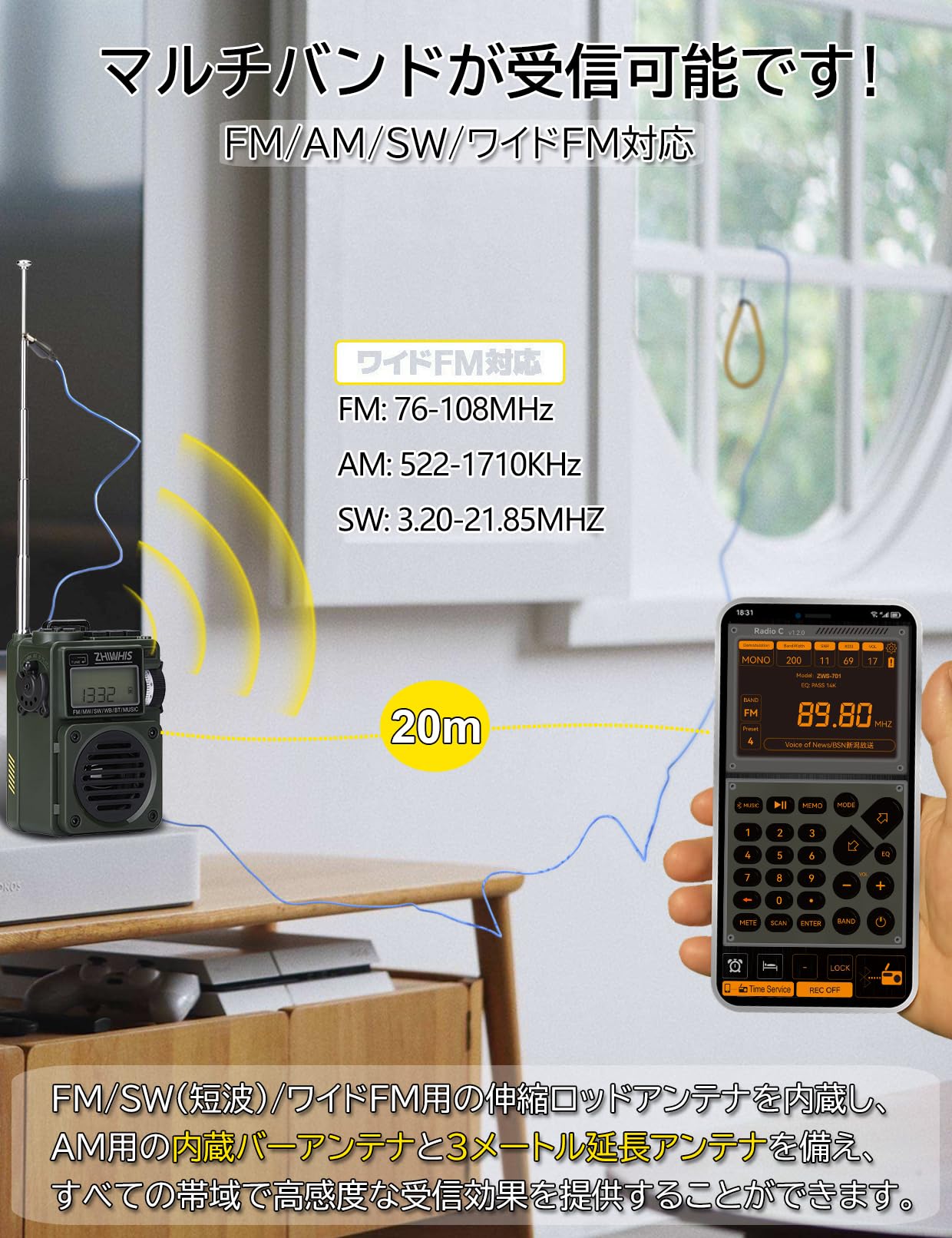 Amazon.co.jp: ZHIWHIS Bluetoothスピーカー BCLラジオ MP3プレーヤー