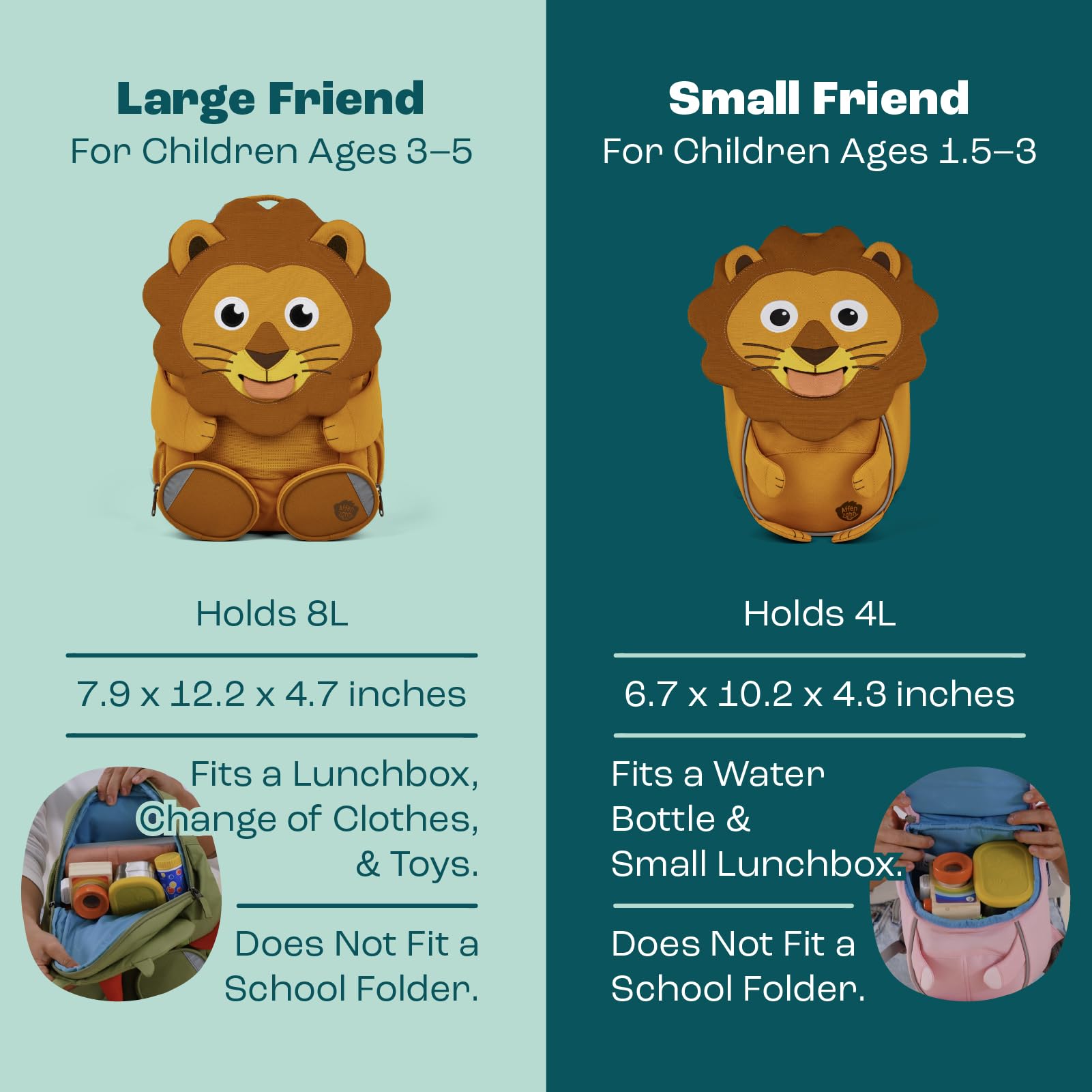 Affenzahn Amico Grande Zaino per l'asilo per bambini da 3 a 5 anni asilo a tempo pieno divertente funzionale volume 8 L Leone - Giallo