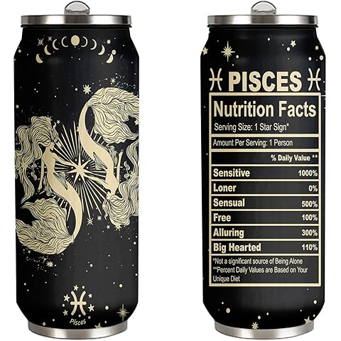 tatamonkey Pisces Constellation Tumbler Zodiac Mens Womens Stainless Steel Tumblers Astrology Fans Birthday Gifts Coffee Sublimation Mugs Car Cup - 17 OZ