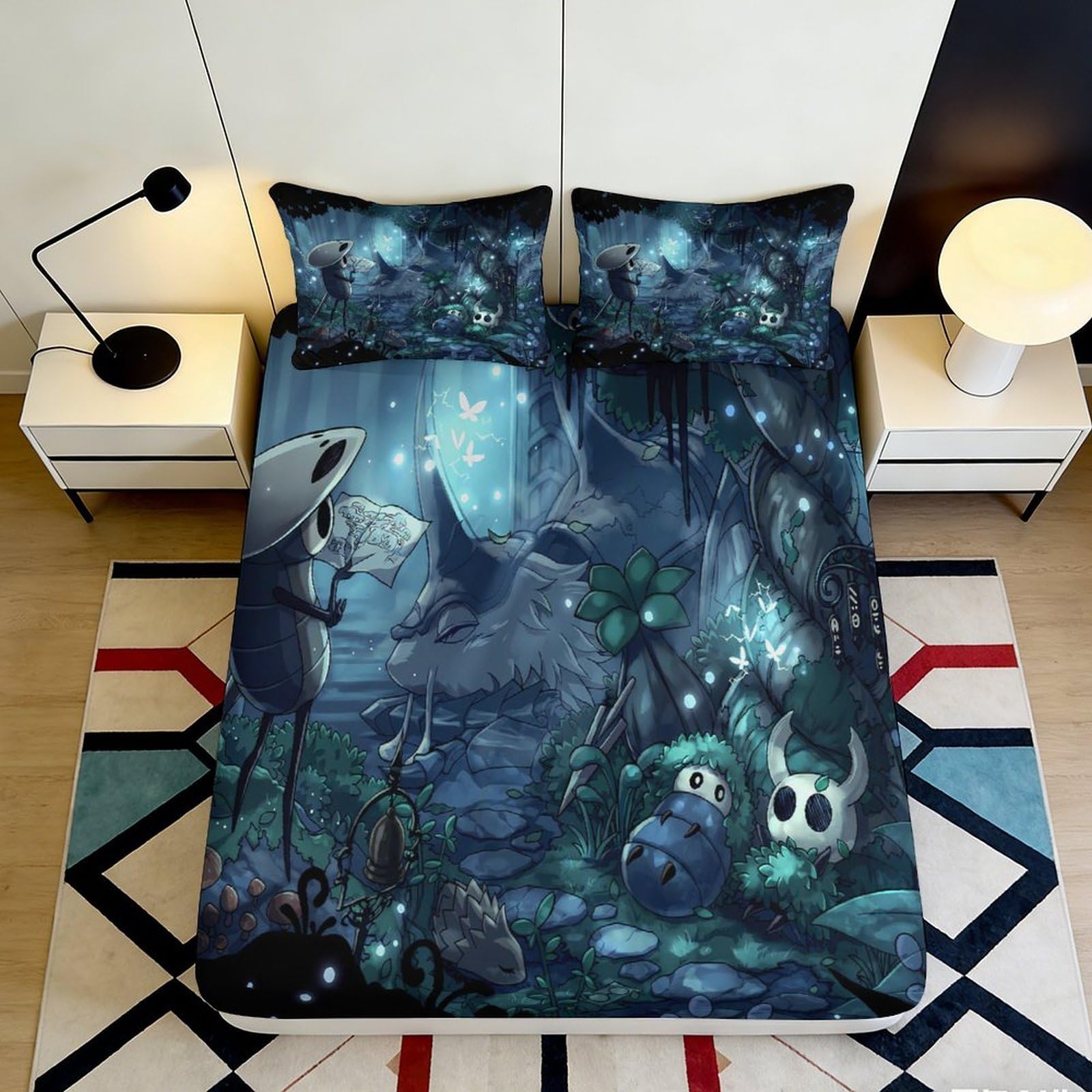 Wtorimpel Style-4 3D Printed Forest Night Fitted Sheet Microfiber Deep Pocket Non-Slip Bedroom Bedding Forest Night Mattress Fitted Cover For Adults Teens 140X200x25cm