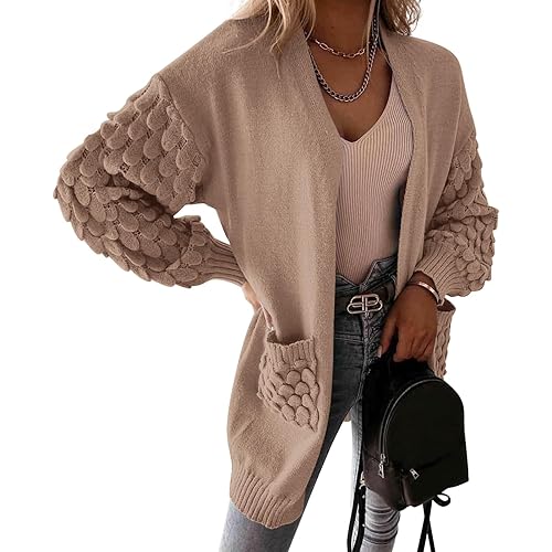 PRETTYGARDEN Women's Cardigan Sweaters Fall Clothes Open Front Cable Knit Oversized Winter Coats Outerwear