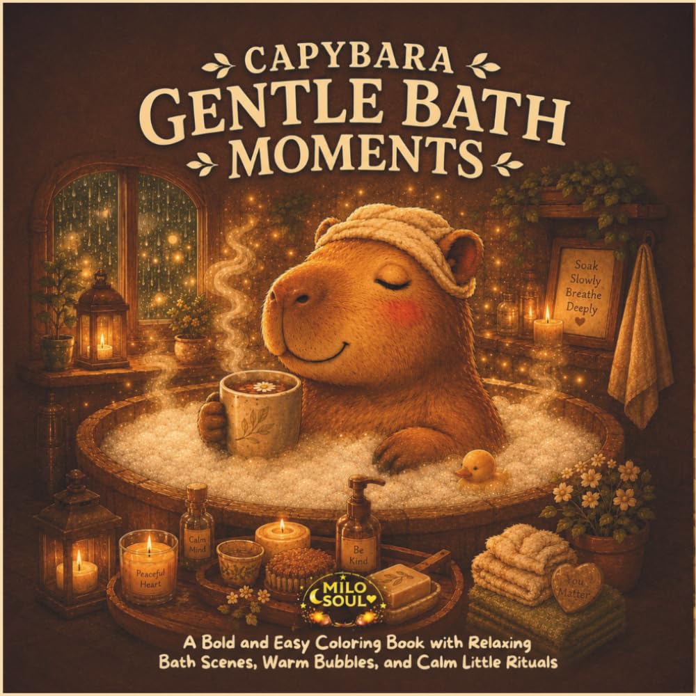 Capybara Gentle Bath Moments: A Bold and Easy Coloring Book with Relaxing Bath Scenes, Warm Bubbles, and Calm Little Rituals (QUIET RITUALS)