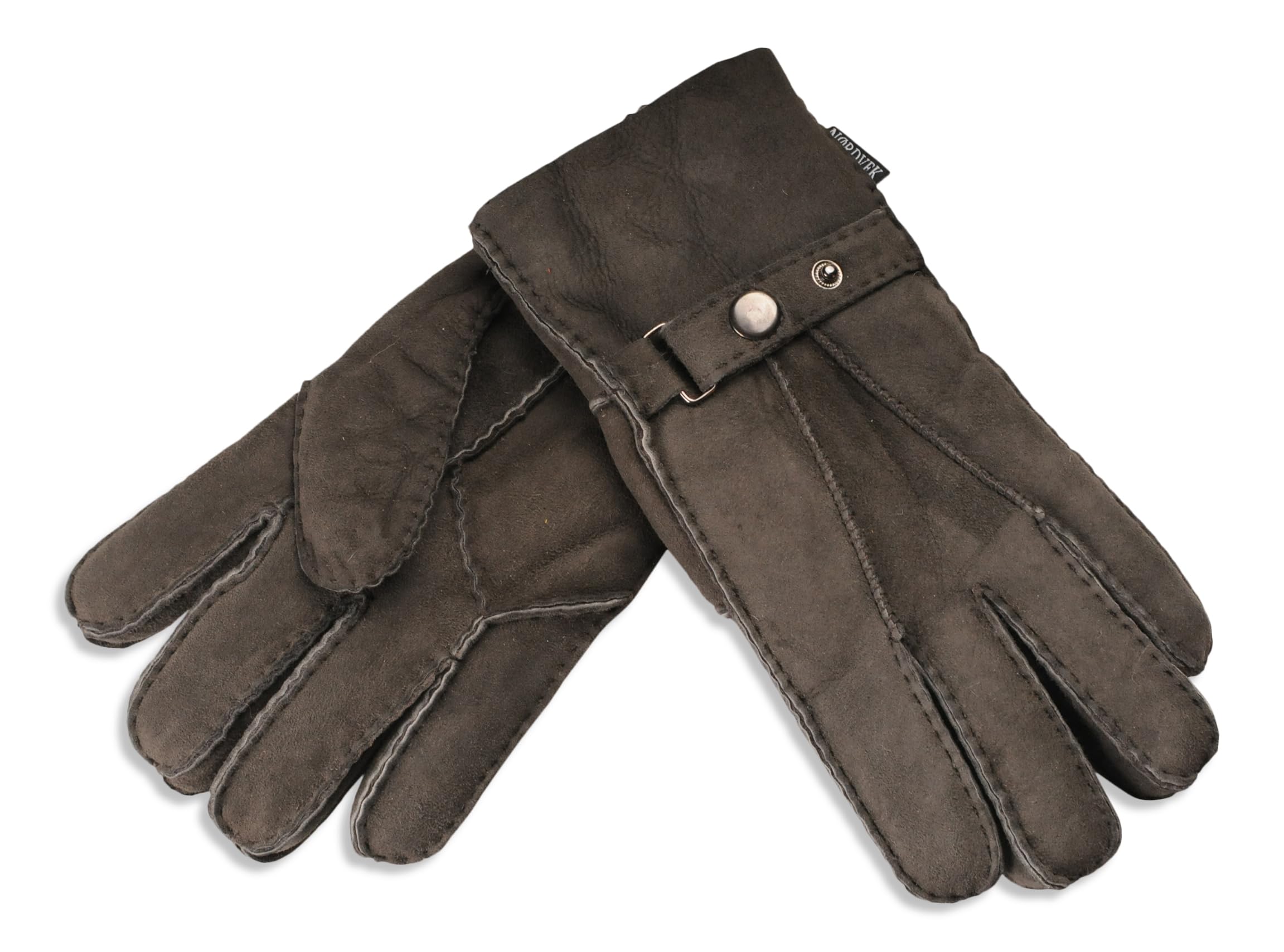 Nordvek Sheepskin Gloves Mens - Adjustable Popper Strap Cuff # 307-100