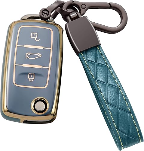 Funda para llavero de automóvil VW Volkswagen de TPU suave con carcasa de llavero, funda protectora completa compatible con VW MK6 Jetta Beetle disponible en Yaxa Peru