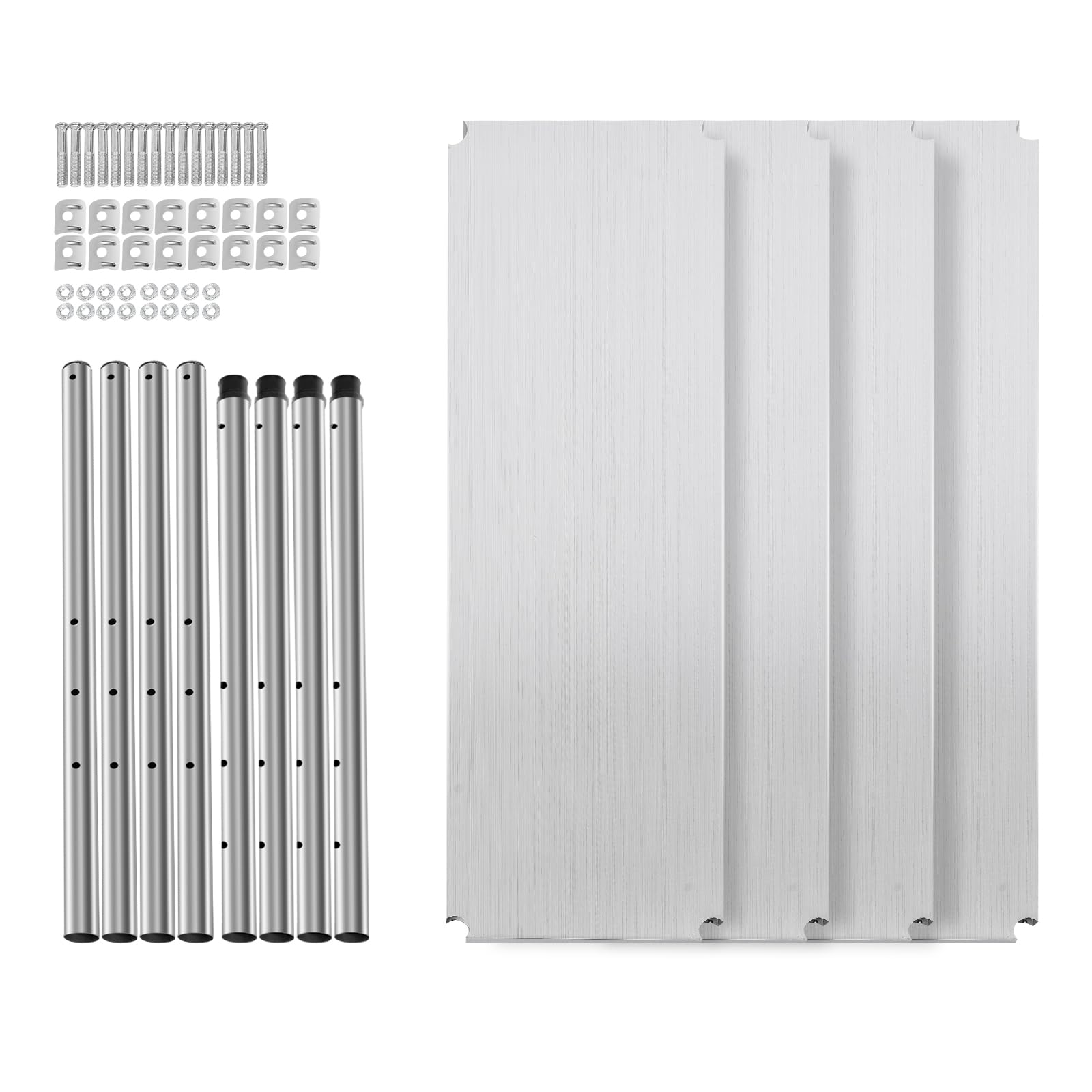 Tavolo da lavoro a 4 livelli in acciaio inox, da cucina, 120 x 40 x 150 cm, Argento