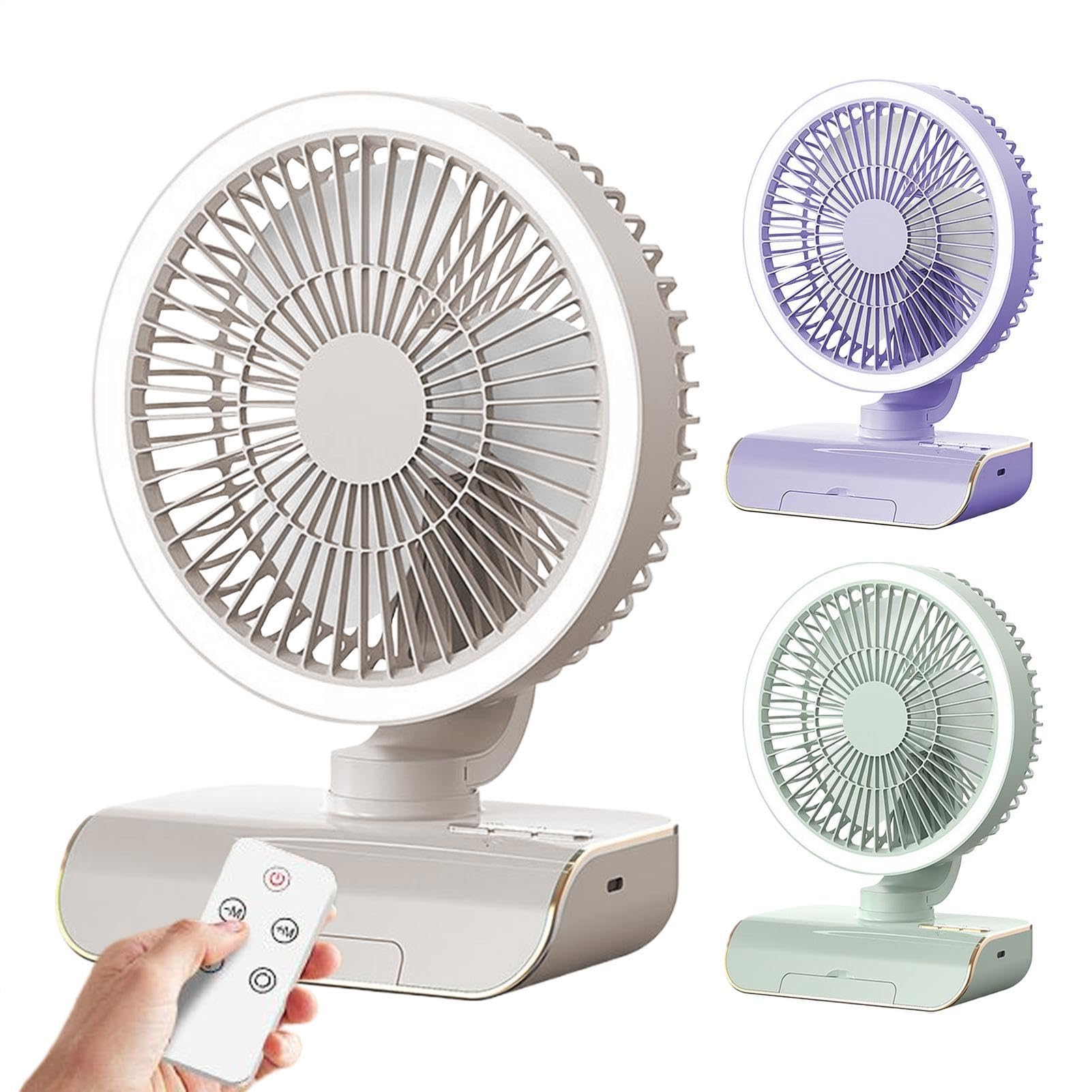 Generico Ventilatore Da Tavolo Oscillante | 5 Velocità Ventilatore Personale Oscillante con Telecomando | 2000mAh Ricaricabile Rinfrescante Aria, da Viaggio per Uomo e Donna