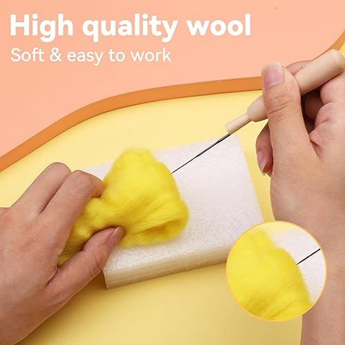 Miniatura 3 de Mayboos Wool Roving - Suministros de fieltro de lana natural de colores de 1.76 onzas, lana pura gruesa con bolsa de almacenamiento, lana para