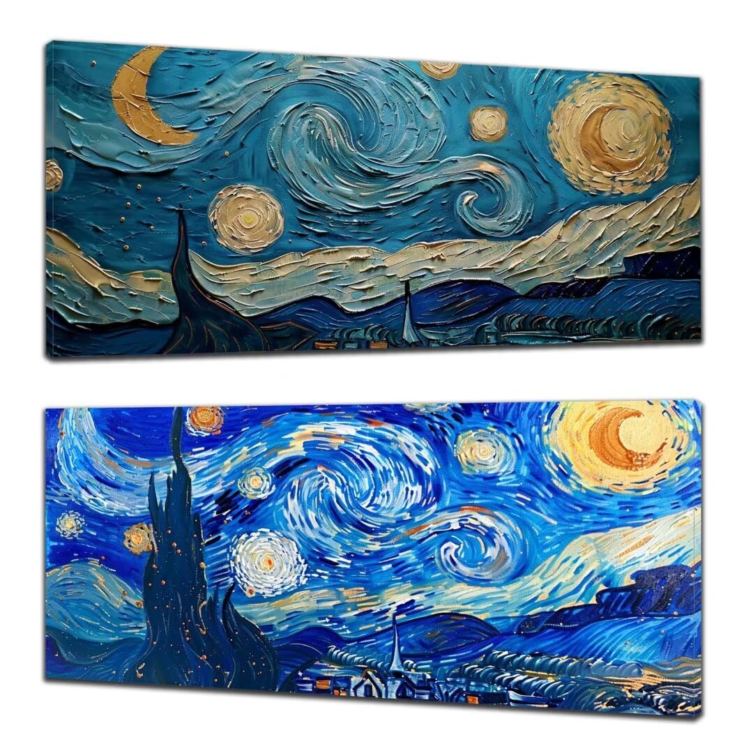 2 Pezzi notte stellata Pittura Diamante, 5D Diamond Painting astratto, 40x90cm Diamond Painting Grandi Dimensioni, Strass Ricamo a Punto Croce Kit Diamond Painting per Decorazioni Natalizie Casa G-1