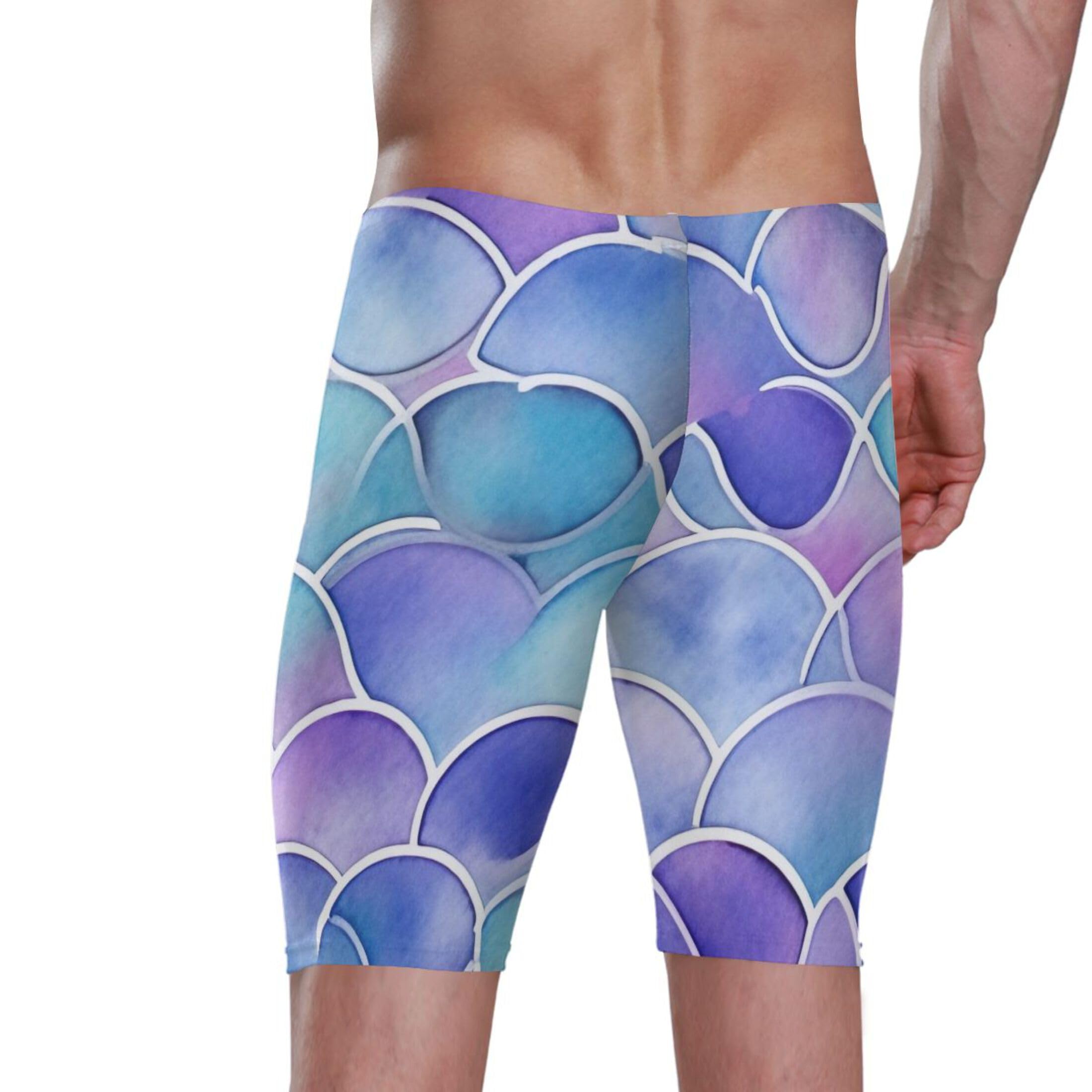 Mermaid Fish Scale Swim Jammers for Men Athletic Durable S B0401405