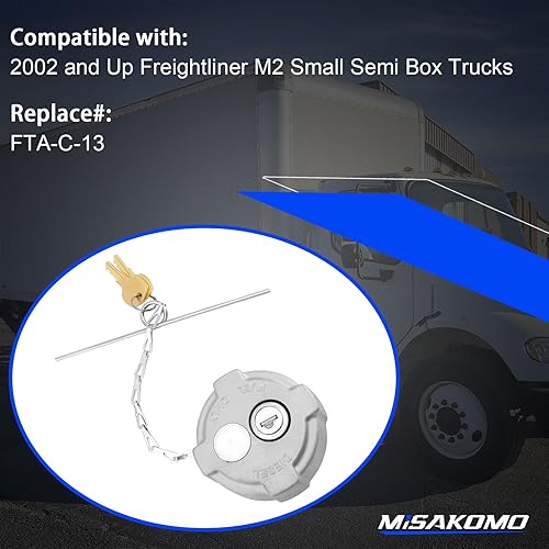 Miniatura 6 de Tapa de combustible diésel con bloqueo de 2 38 pulgadas compatible con camiones pequeños Freightliner M2 de 2002 en adelante, repuesto # FTA-C-13,