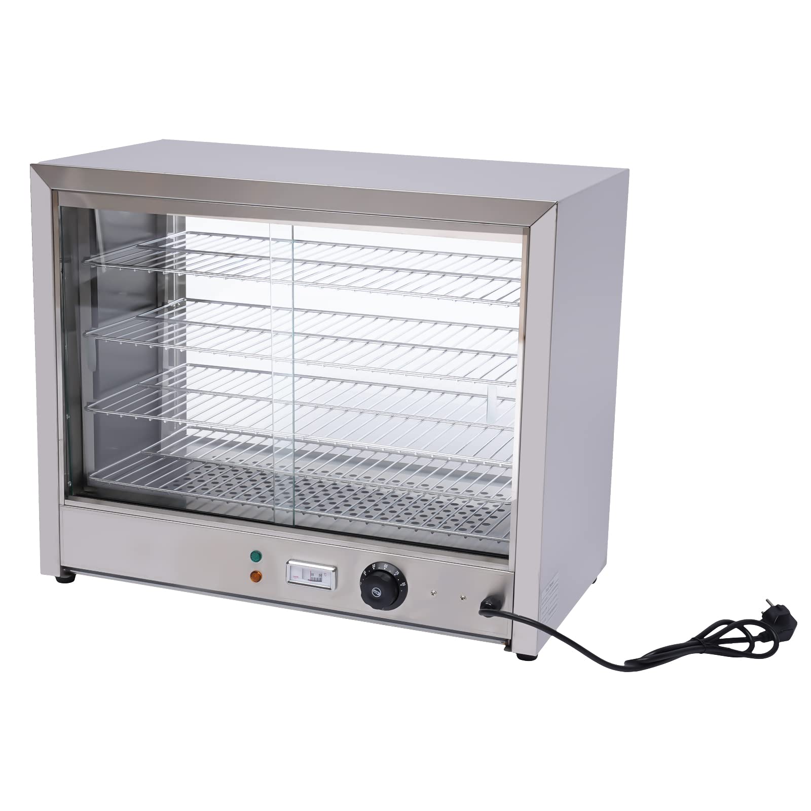 Vetrina, bancone caldo,vetrina a buffet per alimenti calda, controllo della temperatura, funzione di temperatura costante, adatto per display alimentare, cavo lungo, due luci di visualizzazione
