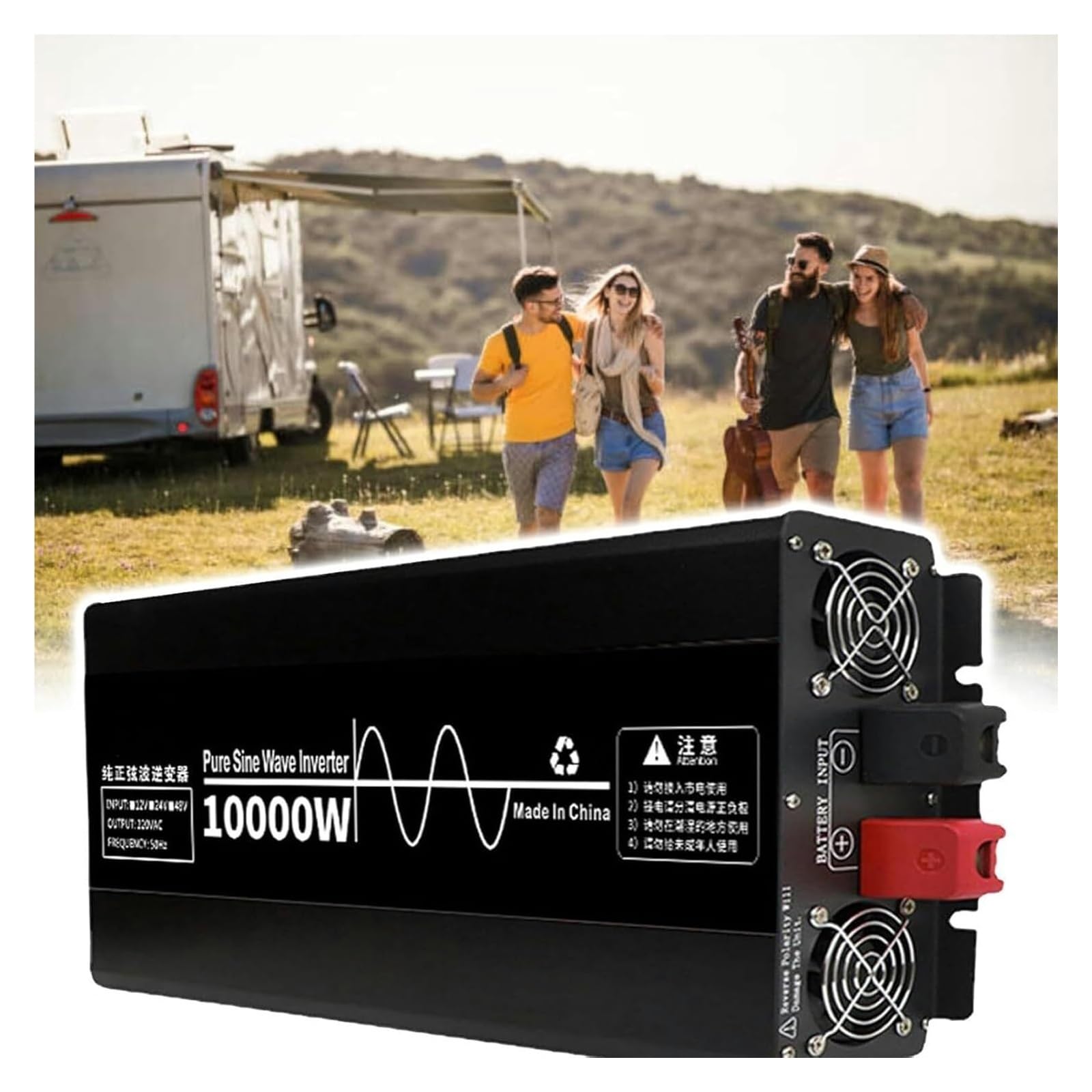 Czysty konwerter napięcia Sinus, przetwornica napięcia DC 24V 48V na AC 110 V 220 V, do samochodów kempingowych, ciężarówek (48 V do 220 V)