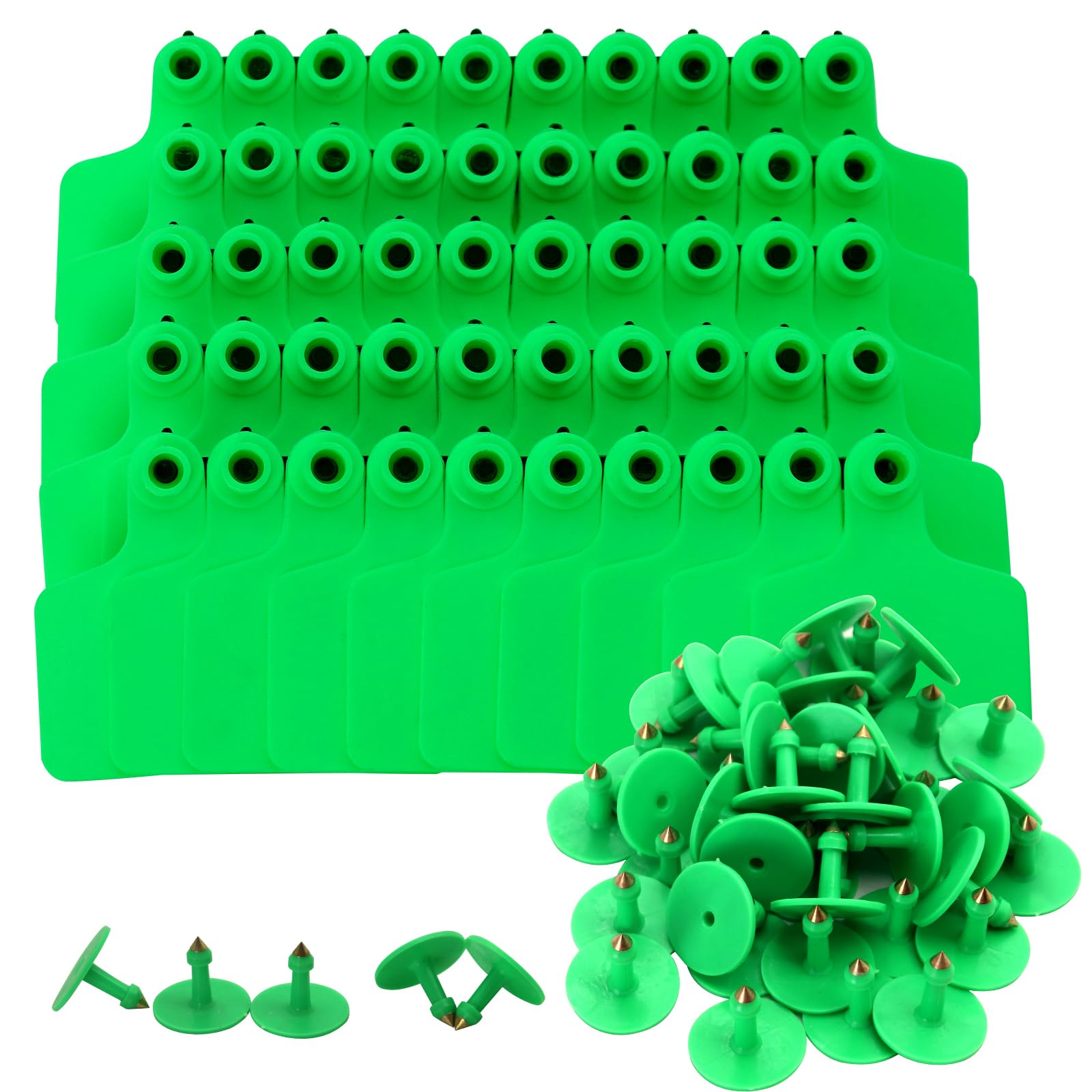 Livestock Blank Ear Tags for Cattle Cows Sheep Pig Goats, 100 Pieces TPU Animal Identification Blank Ear Tags (Green)