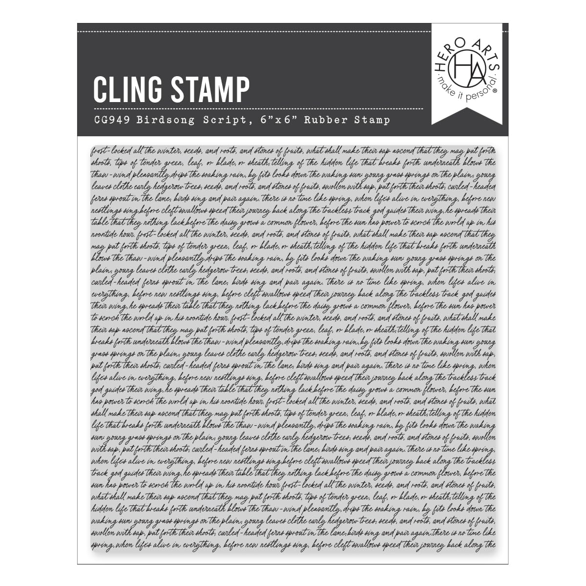 Hero Arts Metal Birdsong Script Cling Stamp
