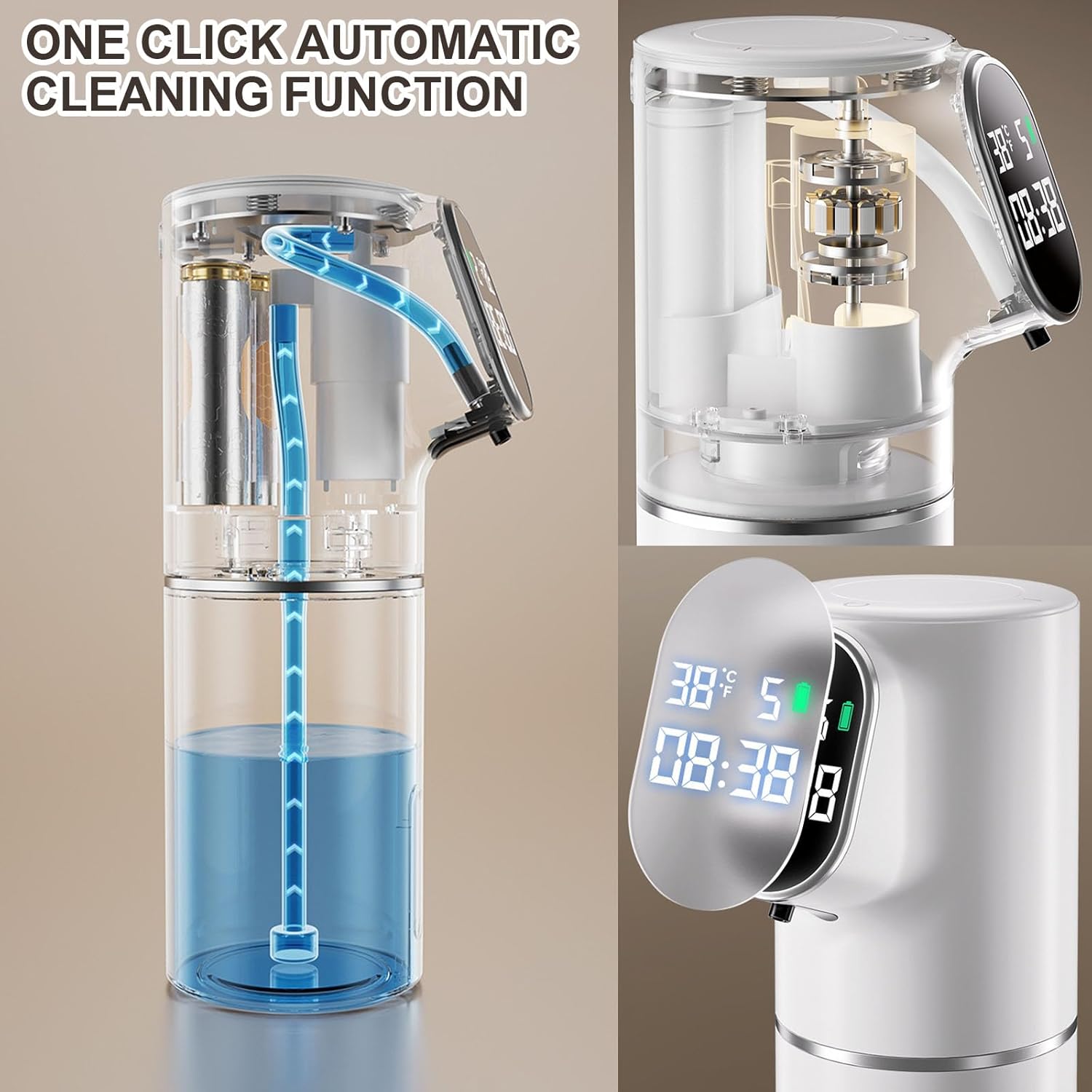 Automatic Soap Dispenser, 320ML Touchless Smart Hand Soap Dispenser, 5 Adjustable Soap Levels, Portable Countertop Electric Foam Soap Dispenser for Bathroom Kitchen Office (White)