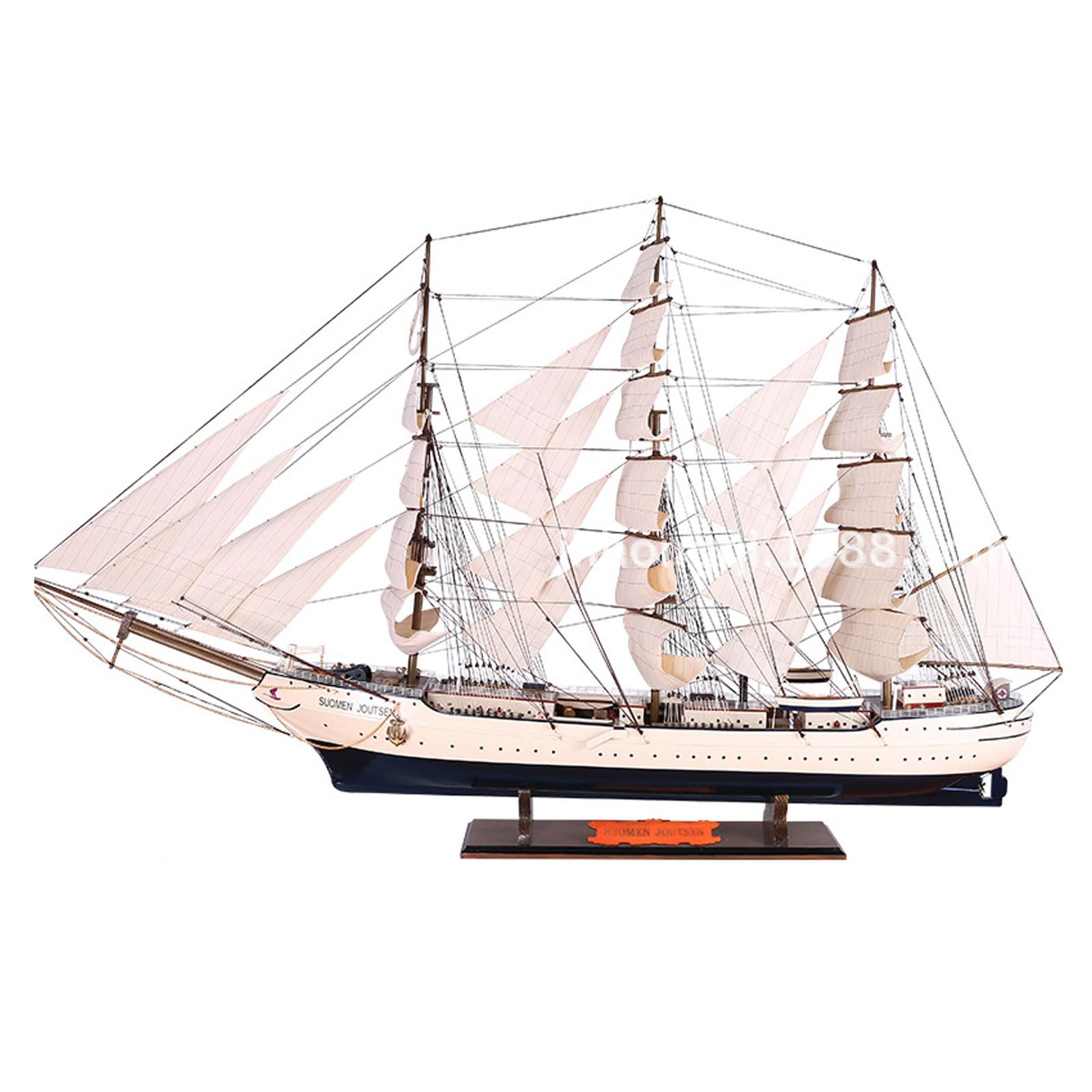 YLME Wooden Sailing Ship Ornaments Finnish Swan Sailing Ship Model Décor European Style Solid Wood Handicraft Mediterranean Wooden Sailboat Model Home living room office decoration,B