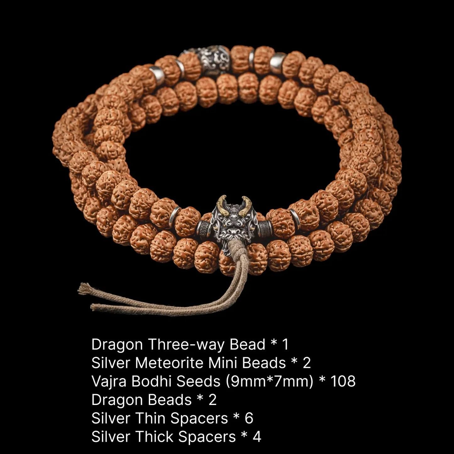 COPPERTIST.WU Dragon Three-way Beaded Bracelet Stackable Bangle Multilayered Ball Stretch Bracelets for Men and Women