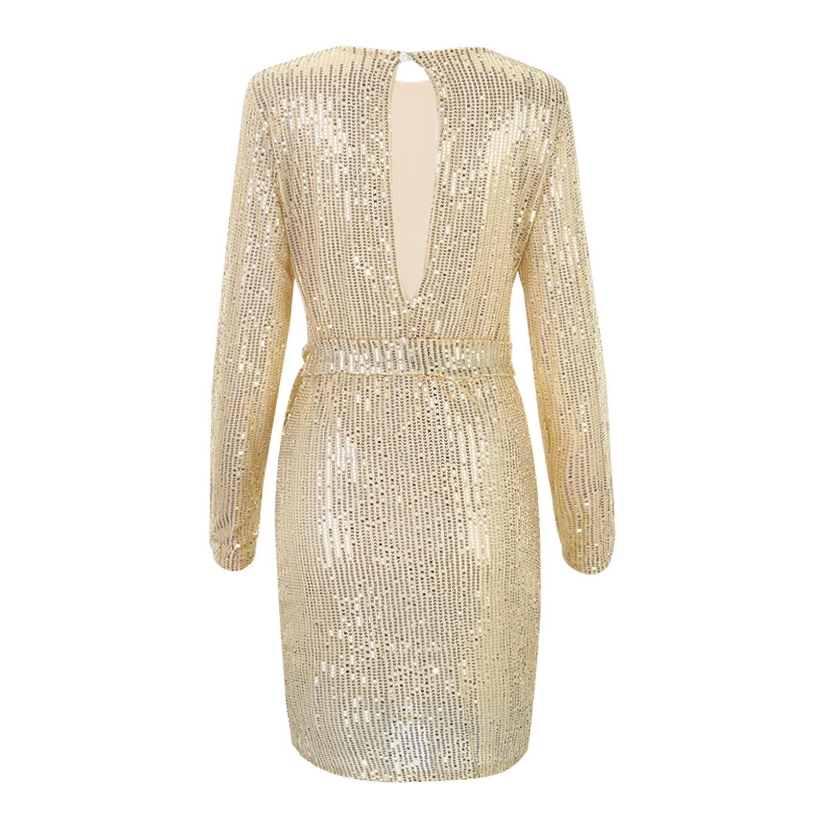 Chemisier élégant à paillettes pour femme - En velours - Manches longues - Col en V - Col rond - Coupe ample - Tunique festive - Pour Noël, Nouvel An, clubwear