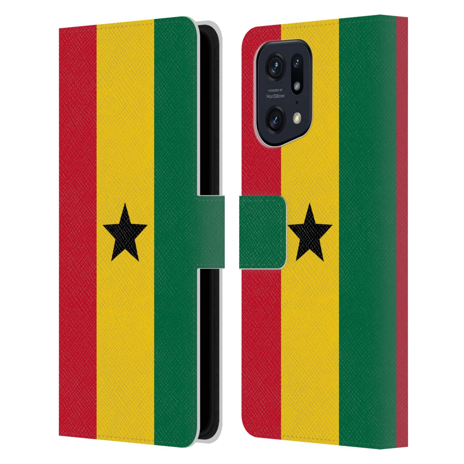 Head Case Designs Ghana Ghanaian Ghana Football World Flags Leather Wallet Case Compatible With Oppo Find X5