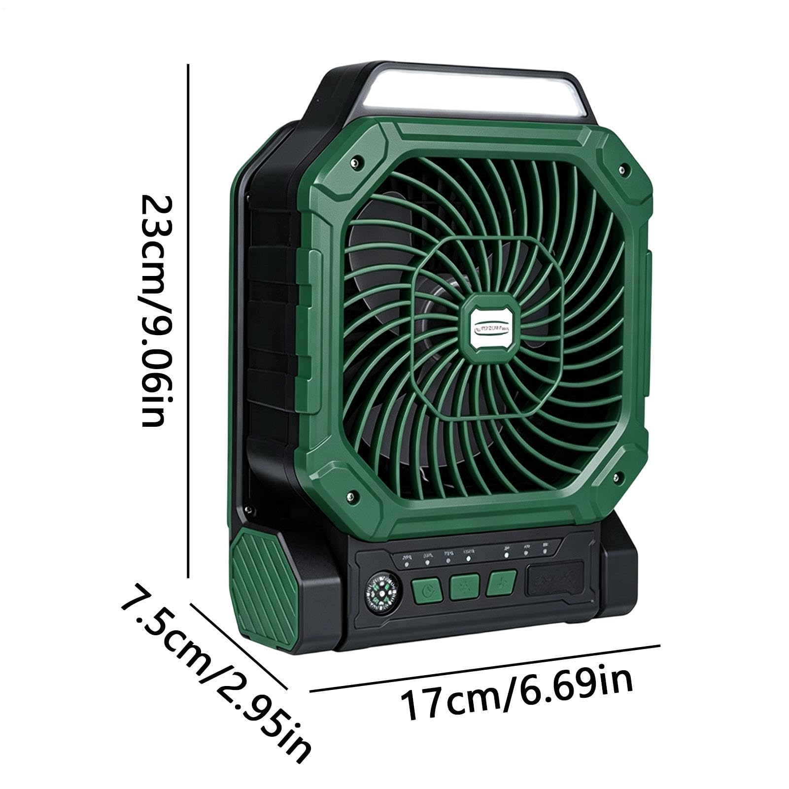 Ventilatori per Esterno con Timer, 4 Velocità, Luce LED e Raffreddamento | Ventilatori Da Campeggio Ricaricabili USB Per Esterni Interno, Ufficio, Viaggio, Escursionismo, Campeggio, Pesca, Blackou