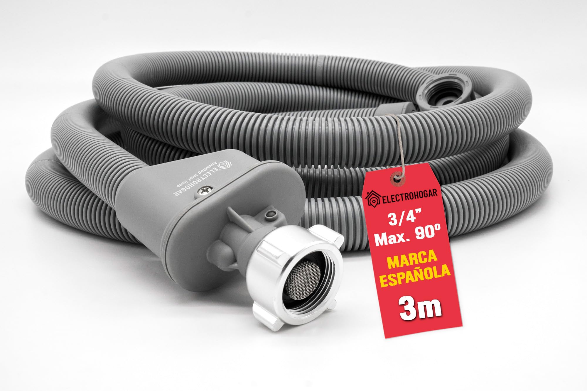 Manguera Aquastop 3M | Compatible con todas las Marcas de Lavadora y Lavavajillas | Conexión de 3/4" | Sistema Antifugas | Seguridad Contra Inundaciones | Certificación VDE