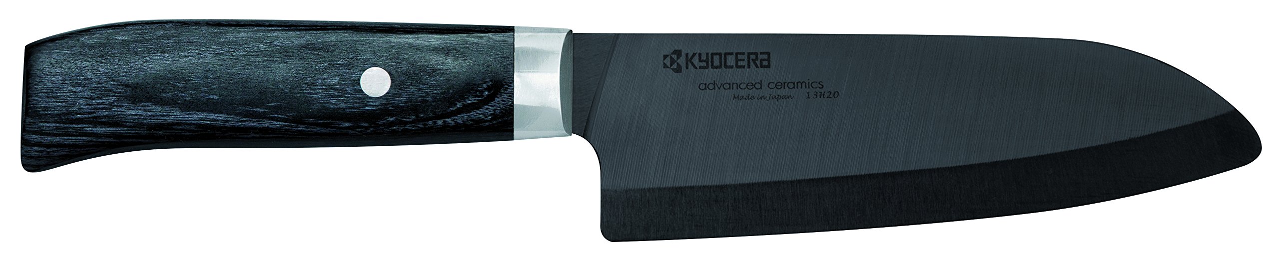 Kyocera Coltello Ceramica, Coltello Nakiri, Lama 16 cm, Lama Nera in Ceramica Zirconia, molato a Mano, Estremamente affilato, Manico in Legno, JPN-161NBK