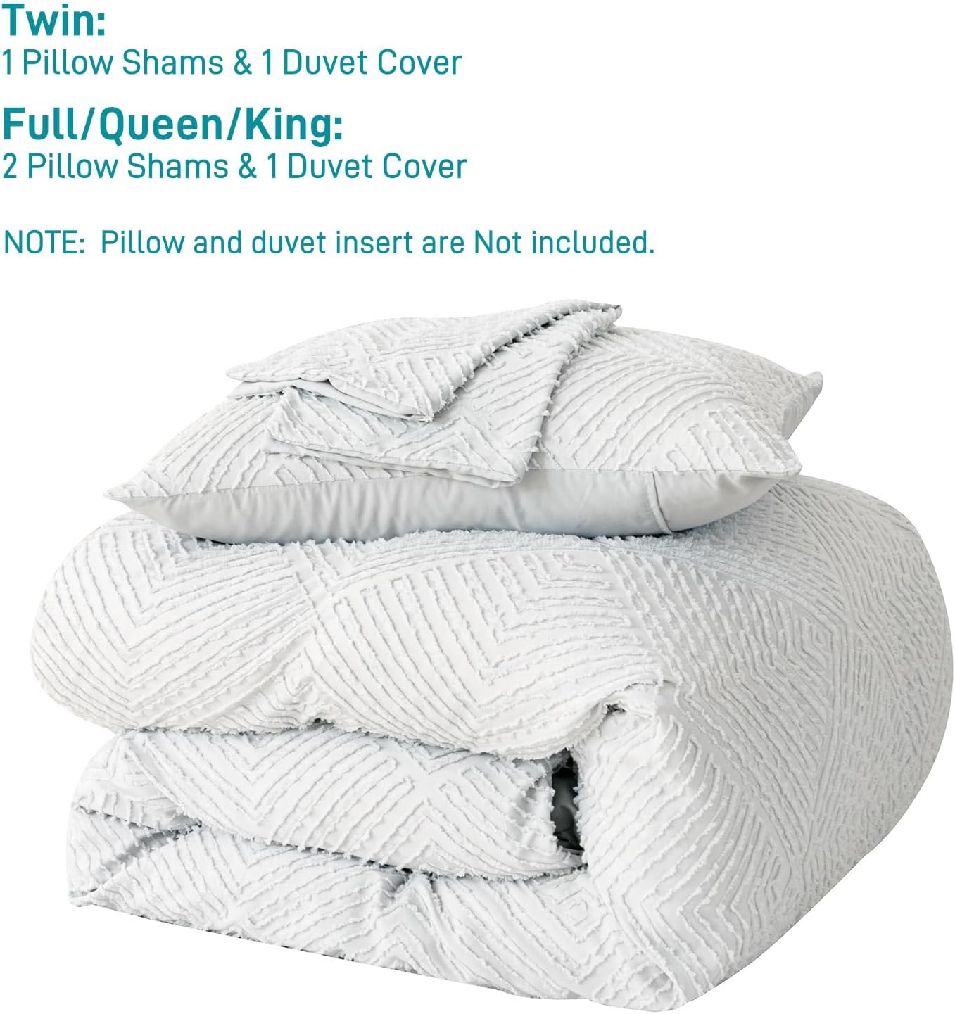 Breathable & Soft Twin Duvet Cover Set with Zipper-Grey Striped Textured 2 Pieces Bed Comforter Cover Set-Lightweight Tufted Set with 1 Pillow Sham