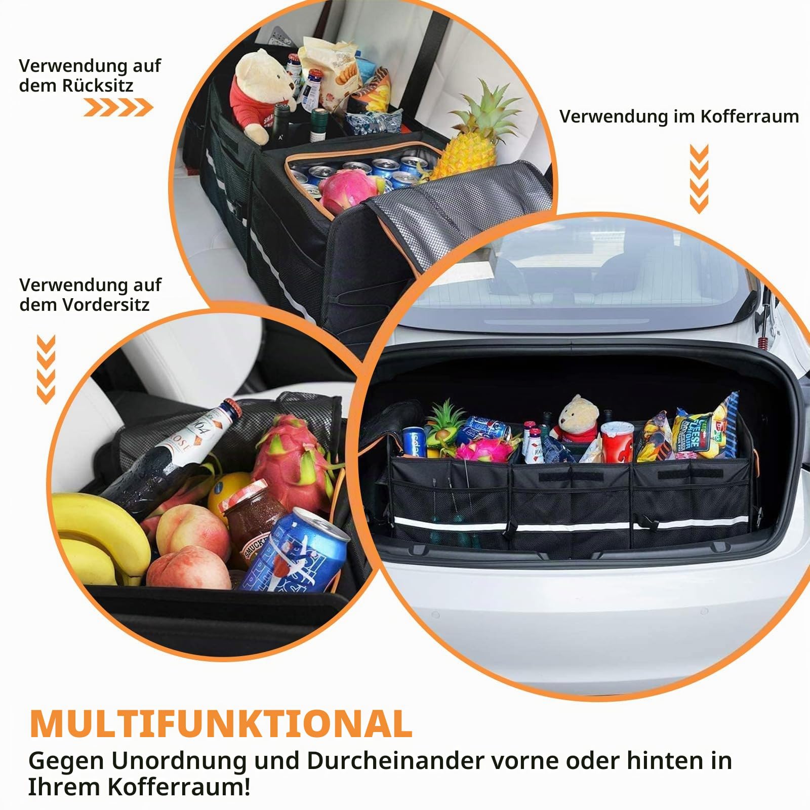 Kofferraum Organizer, Auto Kofferraum Organizer Mit Deckel, Zusammenklappbarer Kofferraumtasche, Auto Organizer Kofferrau (B- 30 * 35 * 88CM)