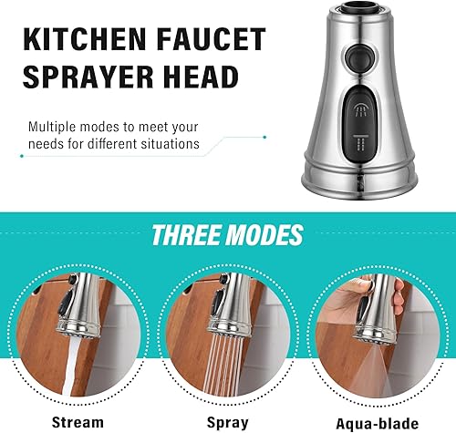 Miniatura 2 de Reemplazo de cabezal de grifo de cocina con 9 adaptadores, accesorio de cabezal de grifo extraíble de 3 funciones, boquilla de pulverización de