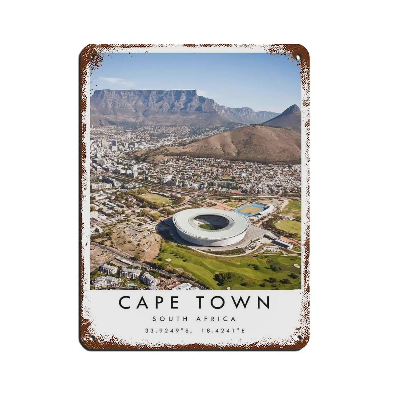 Cape Town Travel, South Africa Travel Tin Sign Vintage Metal Pub Club Cafe Bar Home Wall Art Decoration Poster Retro 12x16inch(30x40cm)