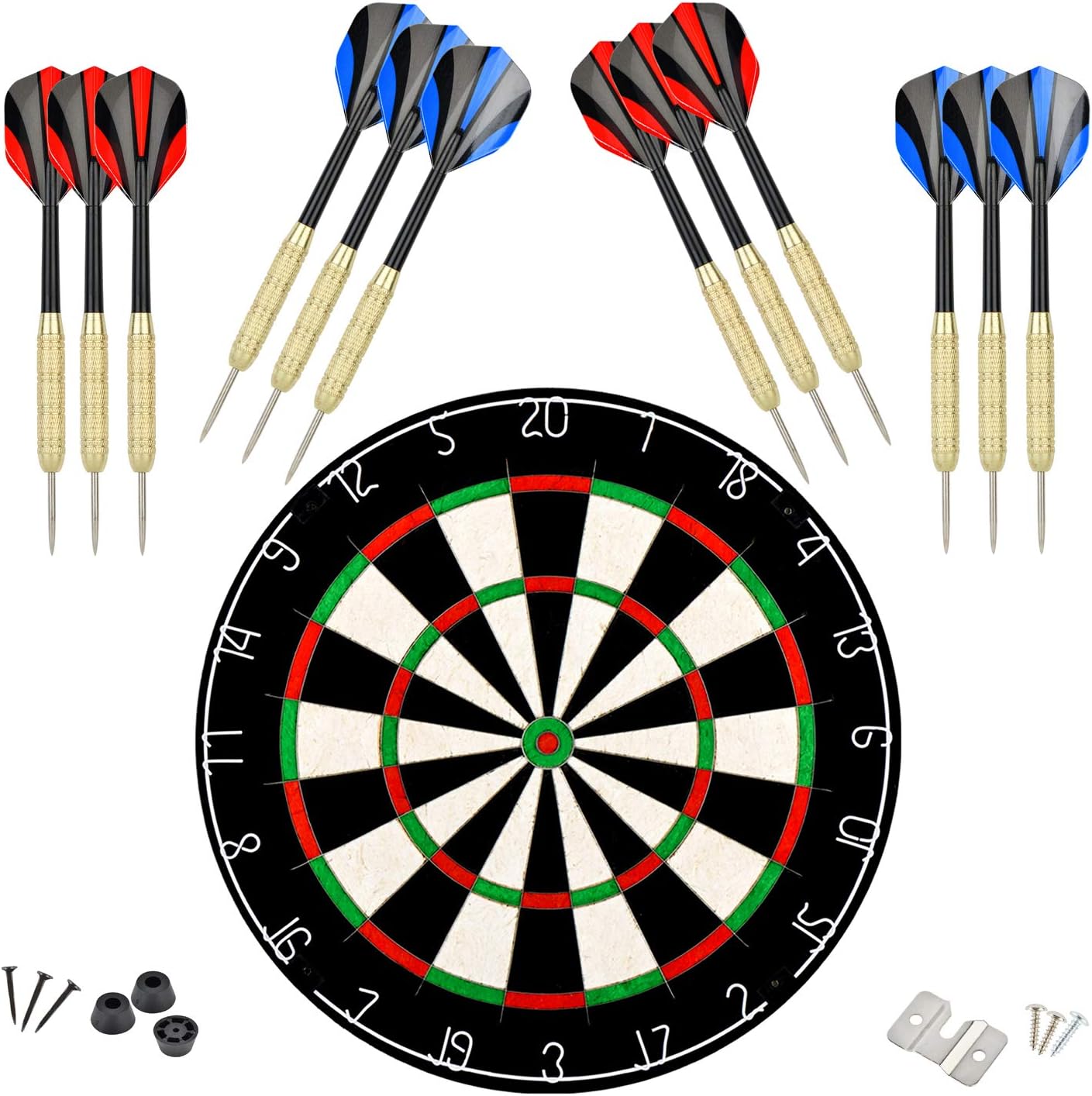 Dartscheibe mit klammerfreiem Bullseye, 18 g Stahlspitze, Dartscheiben-Montagesets enthalten