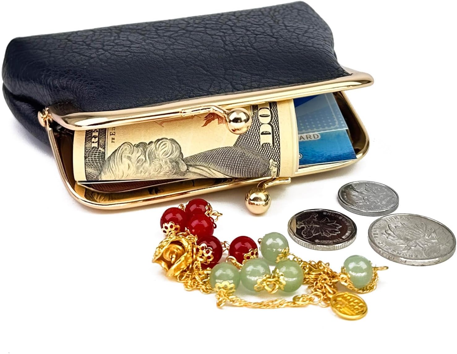 Coin Purse, Kiss Lock Coin Purse for Women, Large Capacity Coin Pouch,Vintage Change Purse Cute Car Coin Holder for Women (1-Black) - Image 3