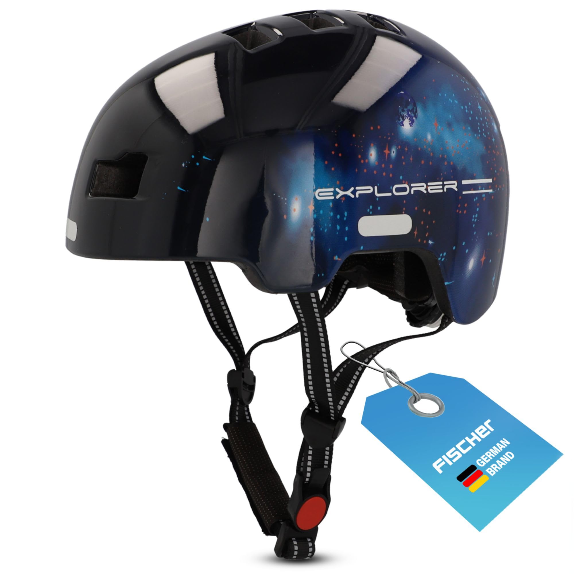 FISCHER BMX Casco da bicicletta per bambini, casco da bicicletta, casco Dirt Bike Plus con fanale posteriore a LED integrato