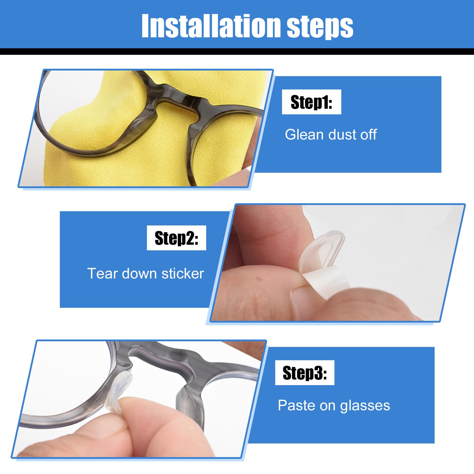 20 paia di naselli per occhiali, 1,0 mm, ultra sottili, in silicone, antiscivolo, adesivi, per montature in plastica, occhiali da lettura