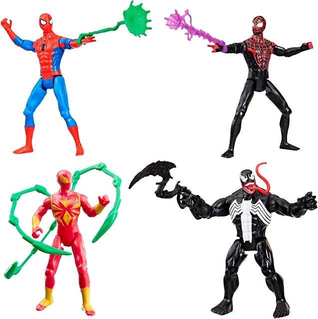 Marvel Spider-Man VenomVersus Epic World of Action, Spider-Man, Miles Morales, Iron Spider & Venom, Superhero Toys, Action Figure 4-Pack (Amazon Exclusive)