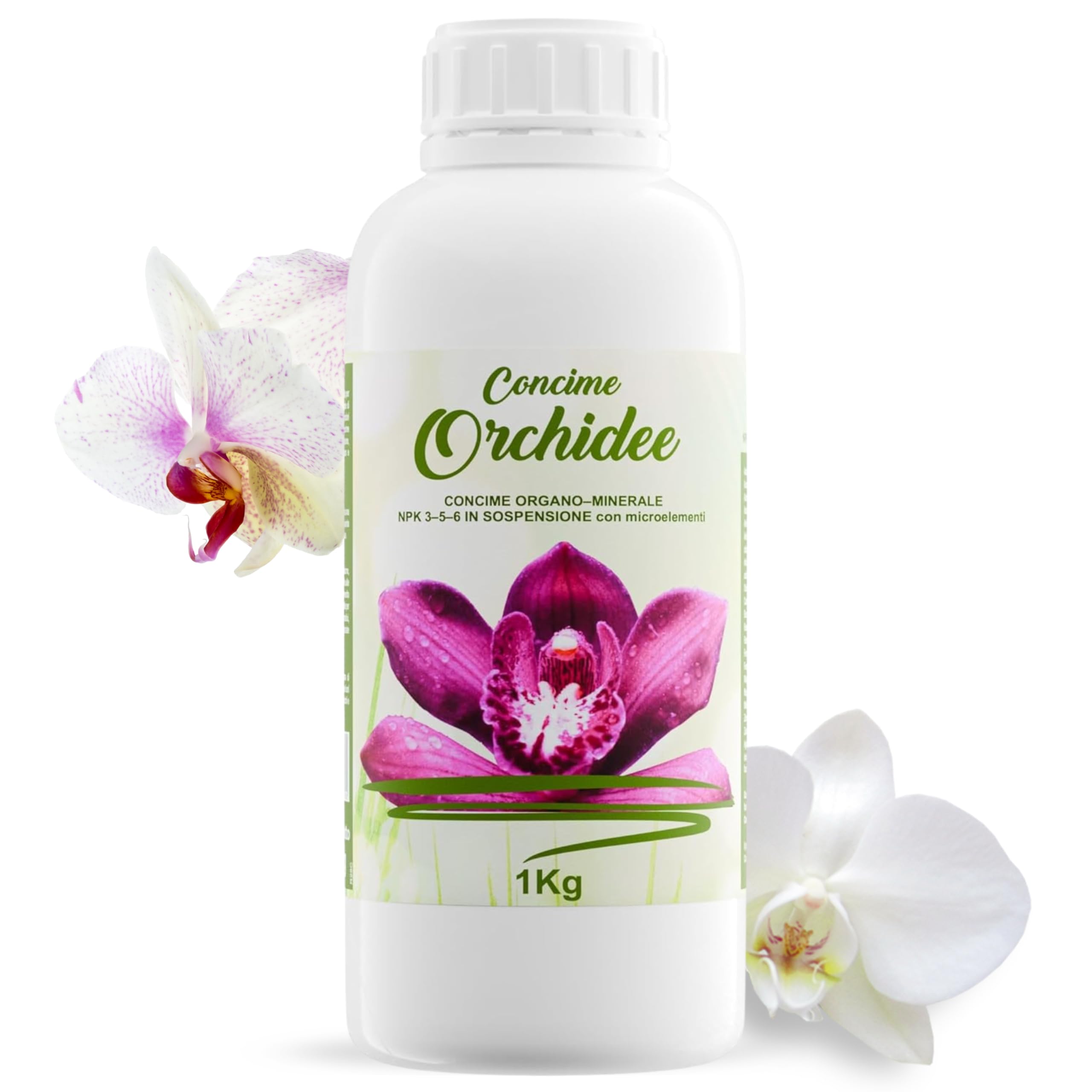 Organic Liquid Fertiliser 1000 ml for Orchids – For Rich and Lush Flowering – Measuring Cap – Made in Italy Illica  
Org