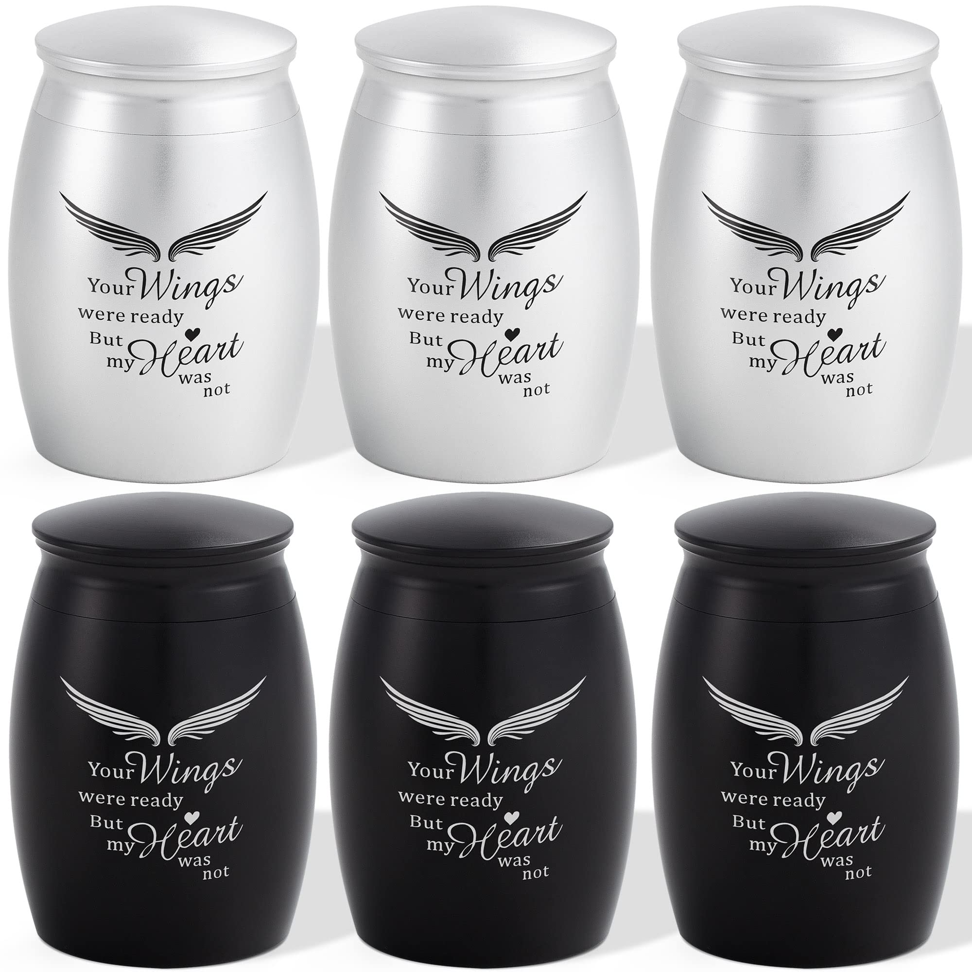 LINES ARTE Small Urns for Human Ashes Adult Male Female Men Women Set of 6, Mixed 2.6x1.7Inch Mini Cremation Urns for Human Ashes Keepsake 6 Pack