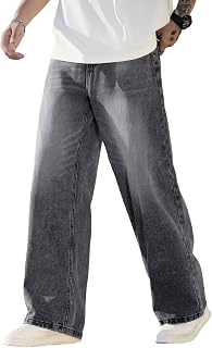 DFGIGT Mens Wide Leg Baggy Jeans Y2k Casual Loose Denim Pants Streetwear
