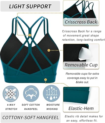 Miniatura 5 de RUNNING GIRL Sujetadores deportivos para mujer, con tirantes cruzados en la espalda, acolchado, de bajo impacto, para correr, con copas extraíbles