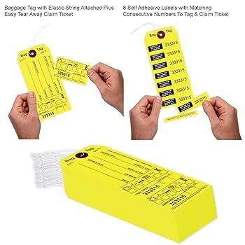 Amazon.com : 100 Bag Claim Tags with String Attached, with