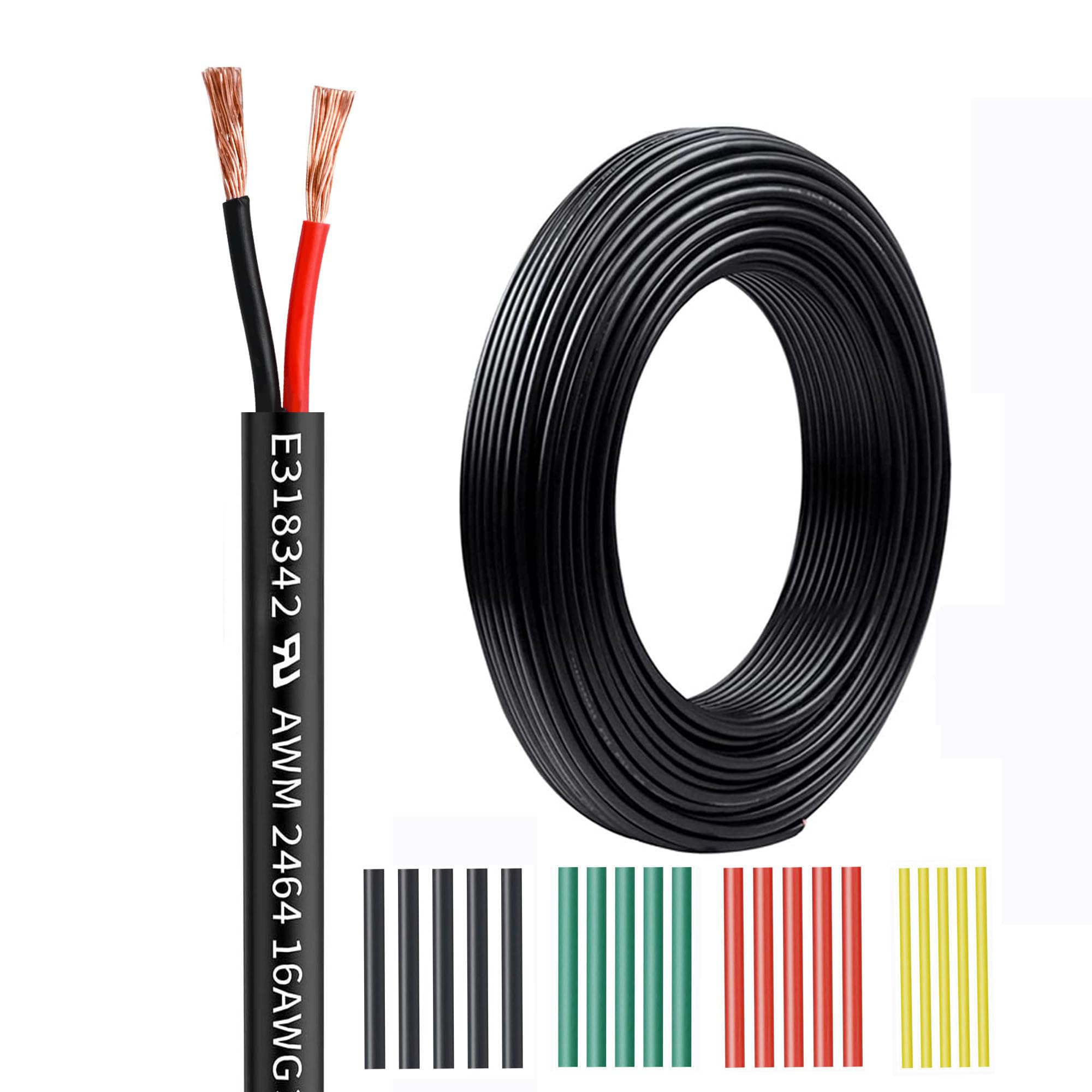 16 Gauge Wire 2 Conductor,50FT 16AWG Electrical Wire Stranded PVC Cord Oxygen-Free Copper Cable, 2 Core Copper Flexible Cable Wire for LED Lamp