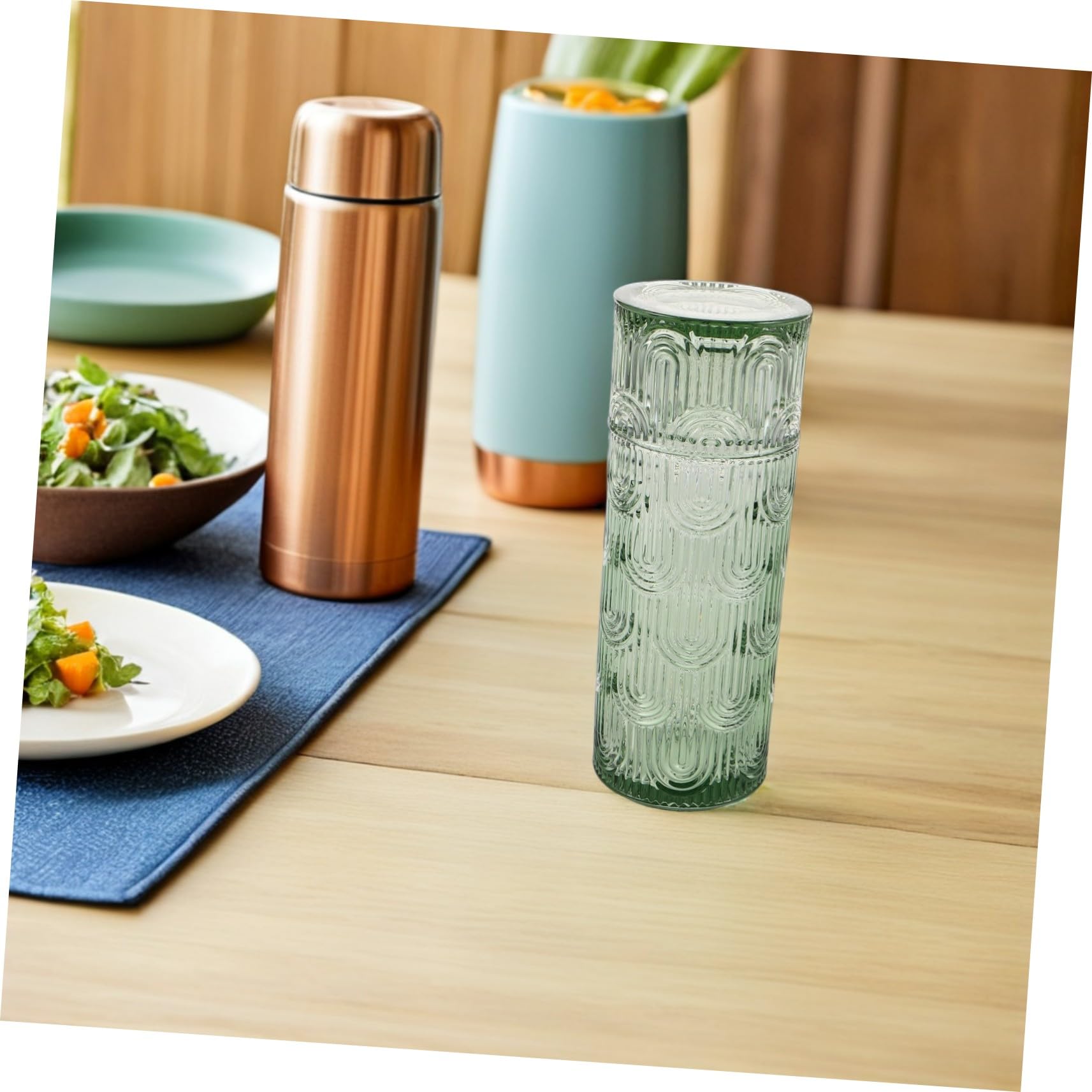 Jarra y Vaso de Vidrio con Set para Mesa de Noche Jarra Transparente con Tapa y Vaso Juego para Agua Leche y Enjuague Bucal el Hogar