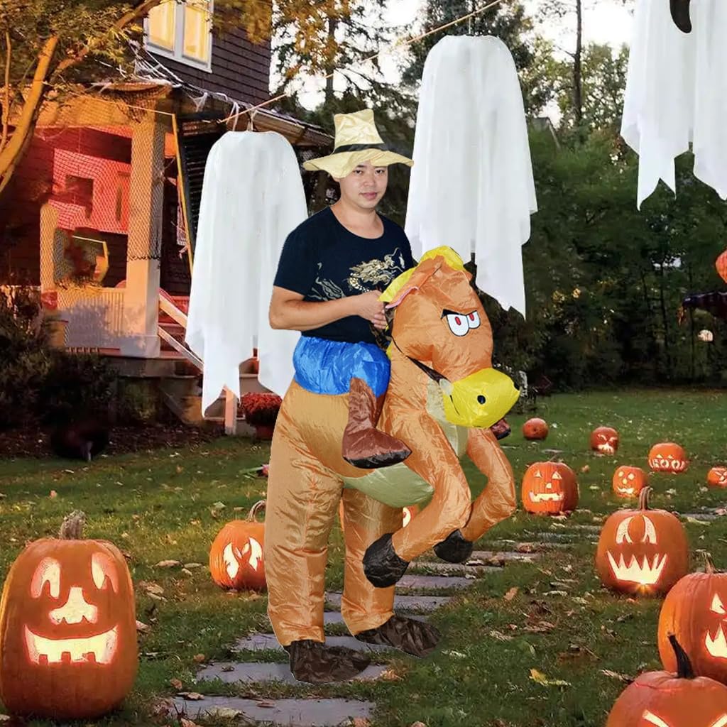 Nadmuchiwany kostium konia / koguta nadmuchiwany kostium na Halloween dla dorosłych dzieci, Nadmuchiwana przekąska dla dorosłych, 4-6