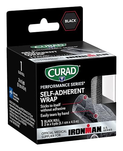 Miniatura 2 de CURAD IRONMAN - Envoltura atlética autoadherente, proveedor médico oficial de IRONMAN, negro, 2 pulgadas x 5 yardas, soporte de compresión para