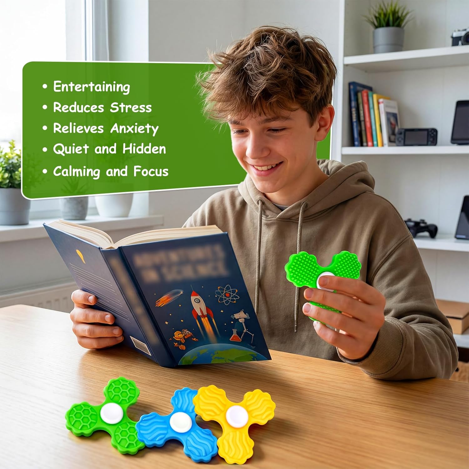 Fidget Toys for Kids - Fidget Spinners with Textured Worry Sensory Stone for Autism Kids Calming Down, Fidget Stress Toys for Anxiety Relief, Small Prizes Fidget Toys - Set 1